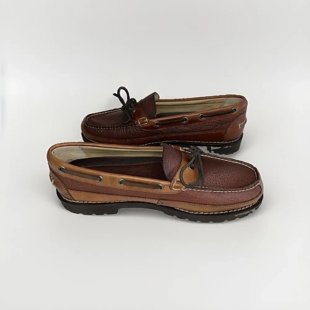 Men’s L.L.Bean Leather Boat Shoes / Moc Loafers - Brown - Size 12